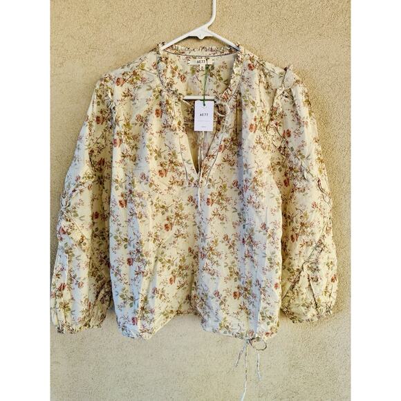 AE77 American Eagle Floral Boho Blouse Size M NWT Retail $148 - Picture 1 of 7